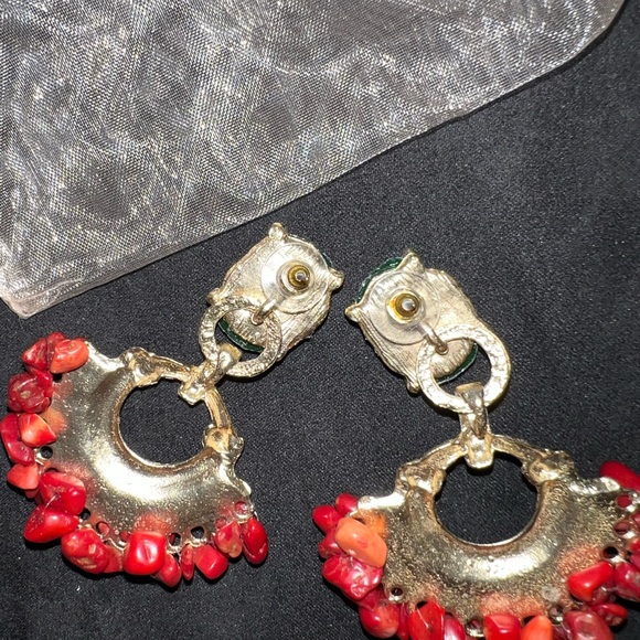 Artist Made Italian Inspired Statement Pierced Earrings - Picture 3 of 3